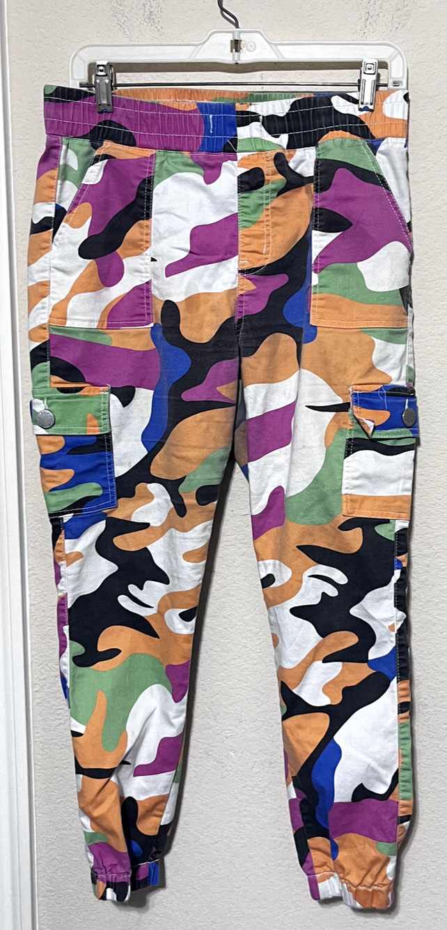 VIP Jeans Bright Colorful Camo Womens Joggers Pants Rainbow Size 13/30